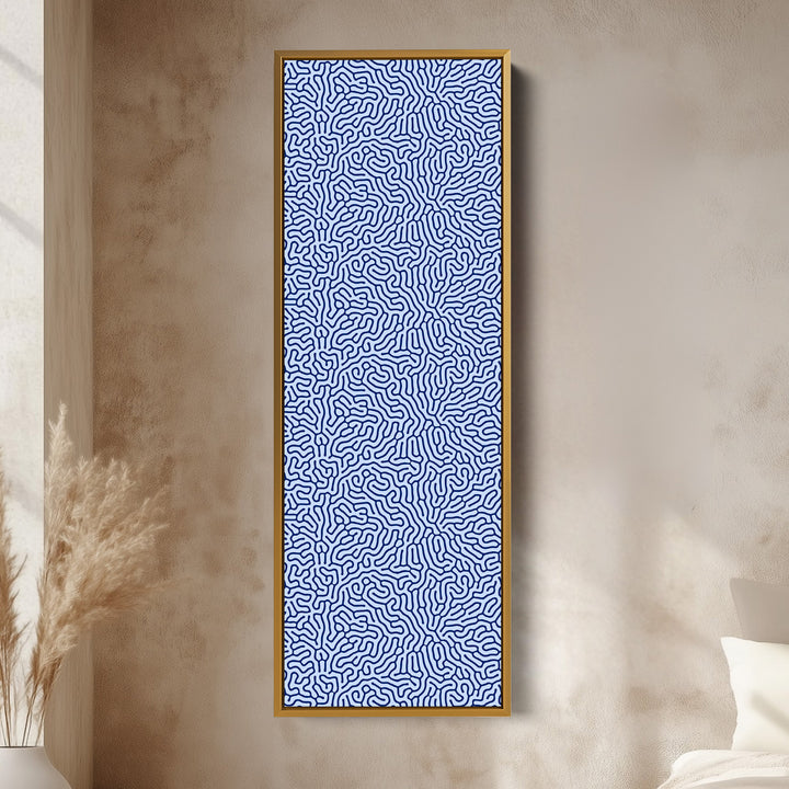 Dark & Light Blue Wriggly Vertical Narrow Wall Art