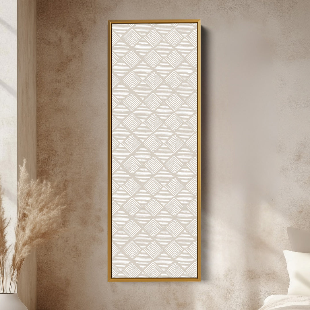 Vertical Wall Art Beige Geometric Pattern