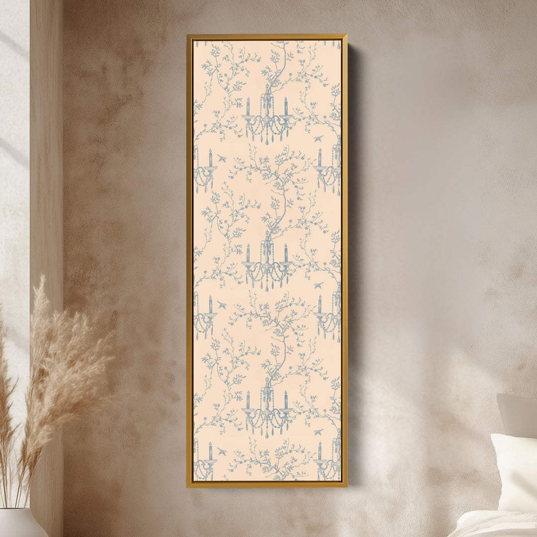 Vintage Blue & Beige Secret Garden Narrow Wall Art