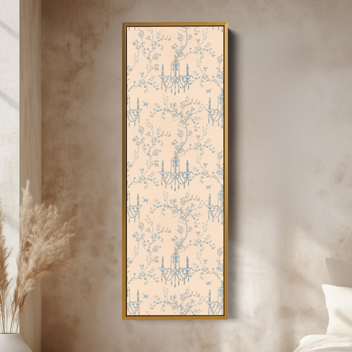 Vintage Blue & Beige Secret Garden Narrow Wall Art