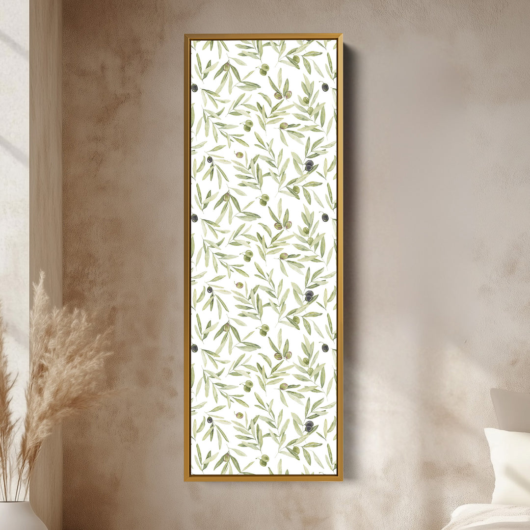 Vertical Kitchen Wall Decor Olive Leaves Long Narrow