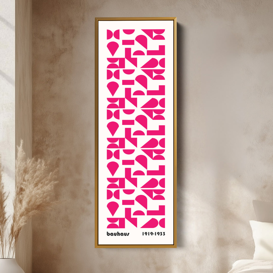 Pink Mid Century Bauhaus Vertical Long Canvas Wall Art