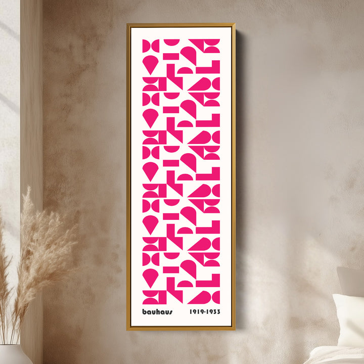 Pink Mid Century Bauhaus Vertical Long Canvas Wall Art