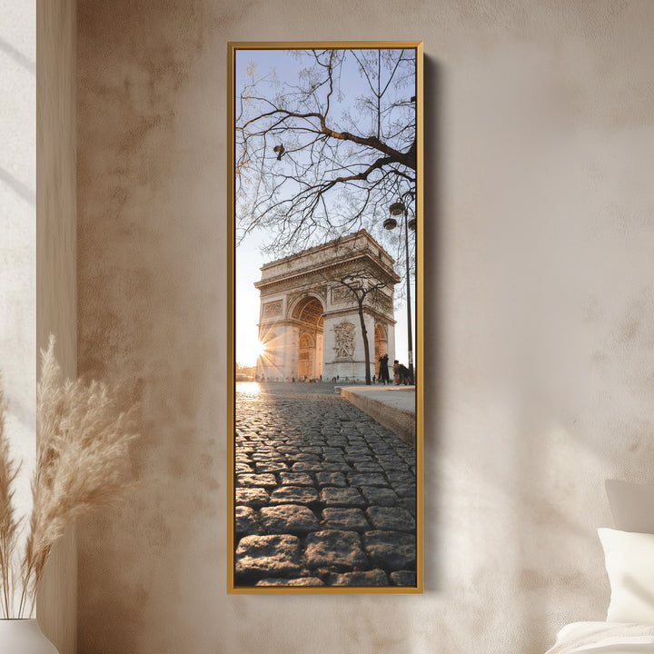 Paris Arc De Triomphe Vertical Long Framed Canvas