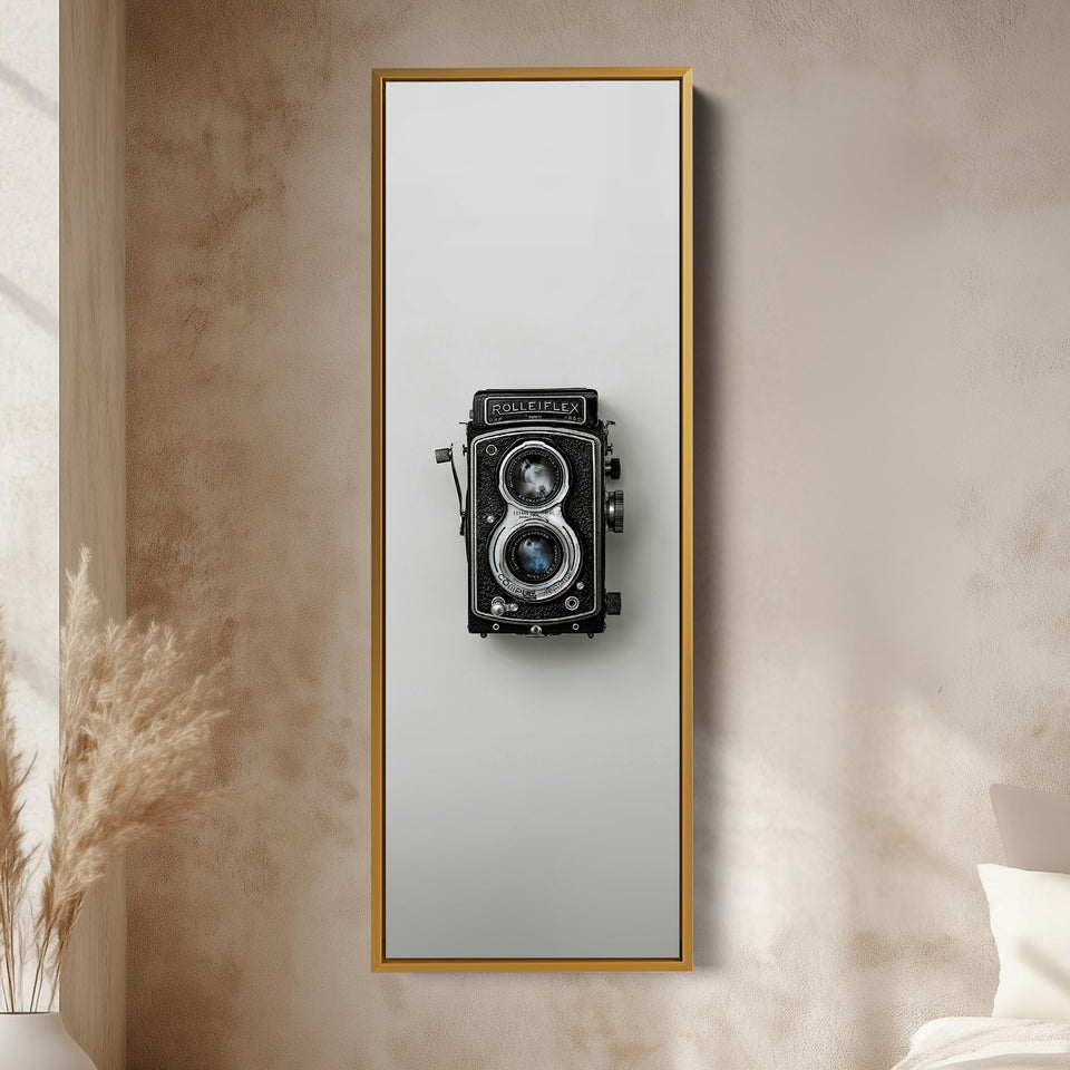 Photographie minimaliste Rollieflex encadrée art mural vertical