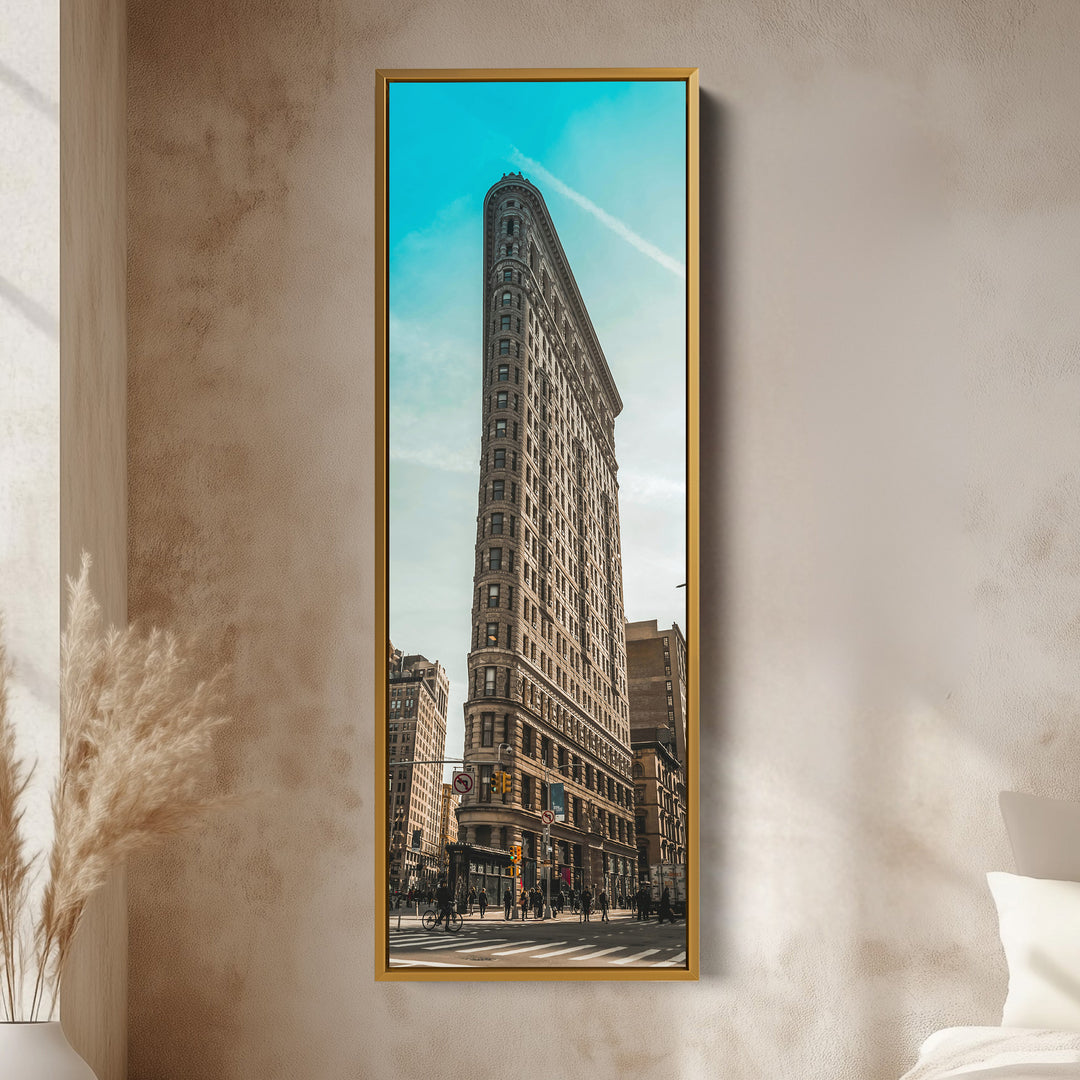 Large Framed Canvas Vertical Wall Art New York Flat Iron