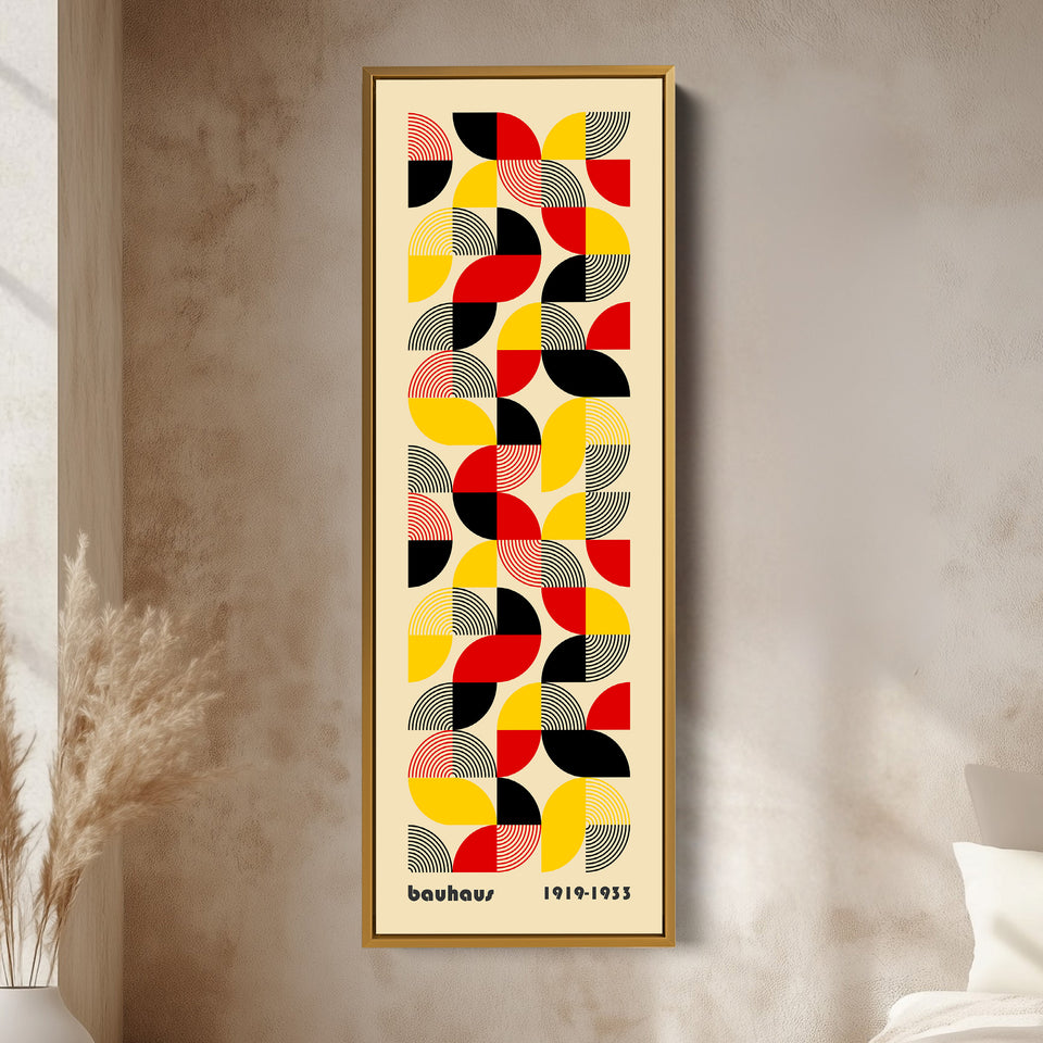Large Framed Canvas Beige Bauhaus Wall Art