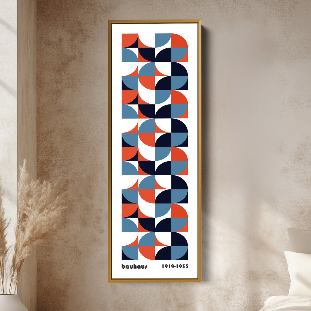 White Large Framed Canvas Beige Bauhaus Wall Art