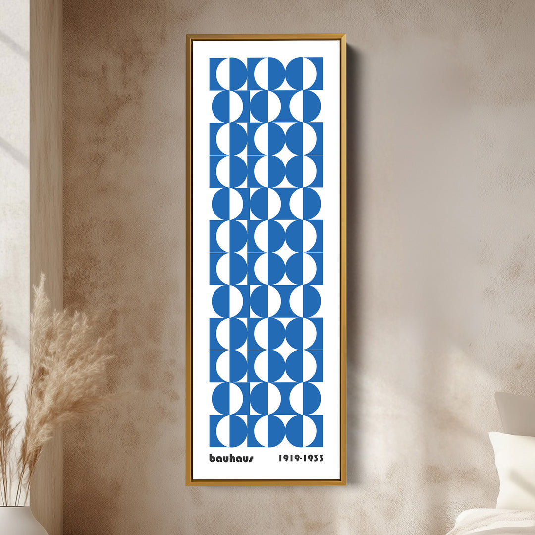 Vertical Blue & White Wall Art Bauhaus Mid Century
