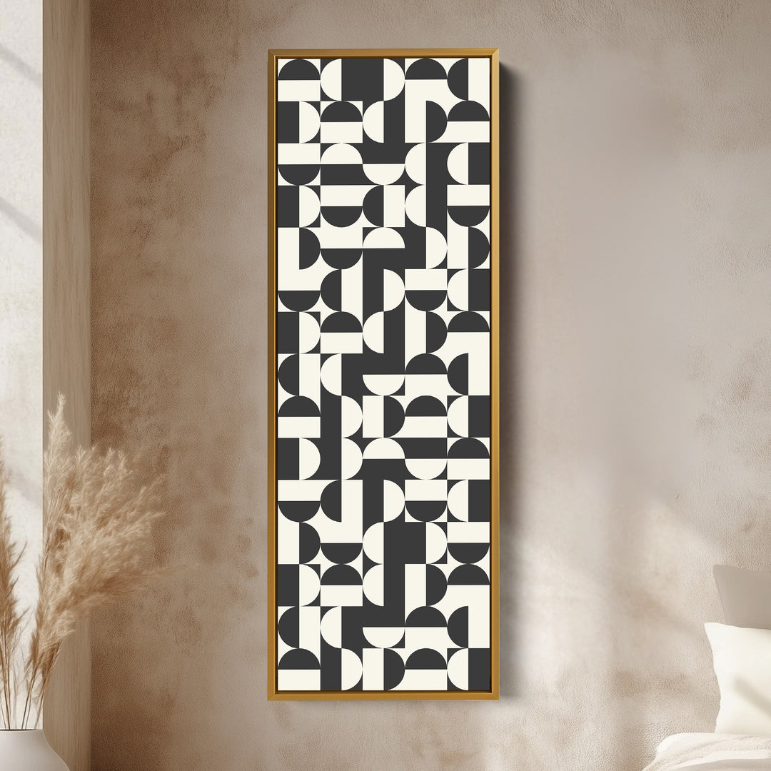 Bauhaus Geometric Pattern Tall Vertical Wall Canvas for Office or Living Room