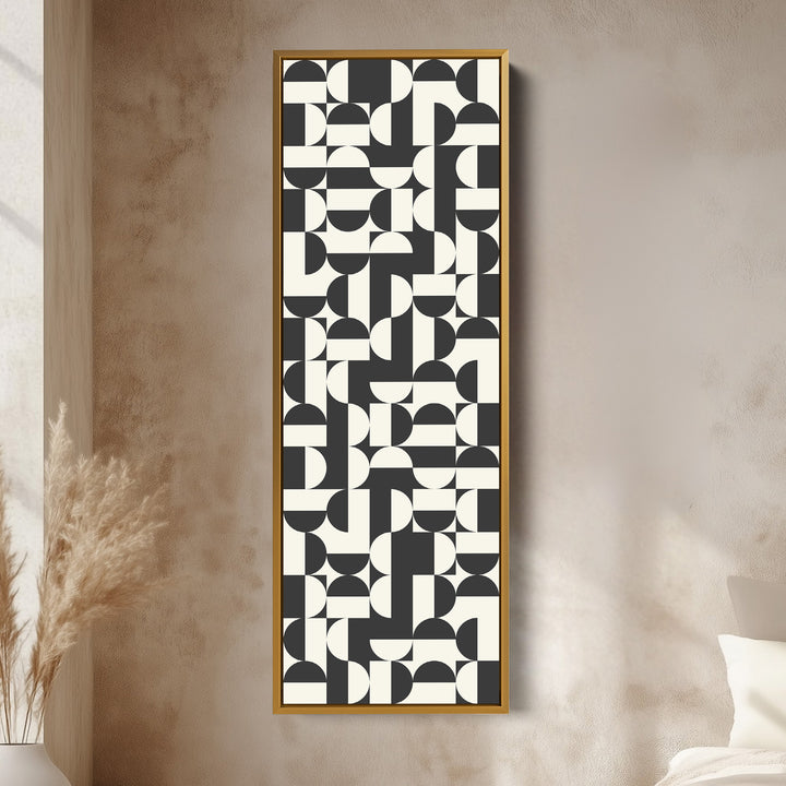 Bauhaus Geometric Pattern Tall Vertical Wall Canvas for Office or Living Room