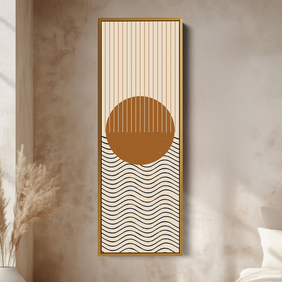 Sunrise Over Waves Minimalist Vertical Wall Canvas for Bedroom or Meditation Space