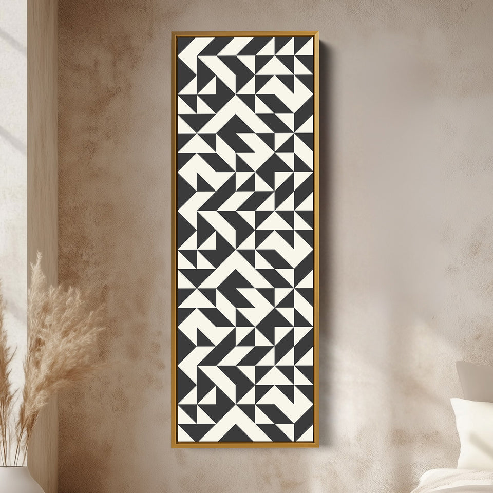 Geometric Arrows Long Narrow Canvas Wall Art for Hallway or Office