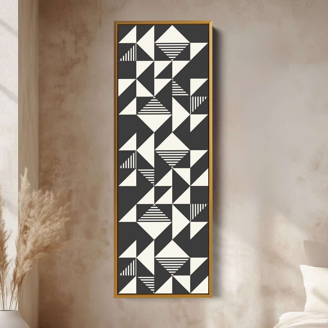 Art mural vertical haut en toile Triangles abstraits pour chambre ou bureau