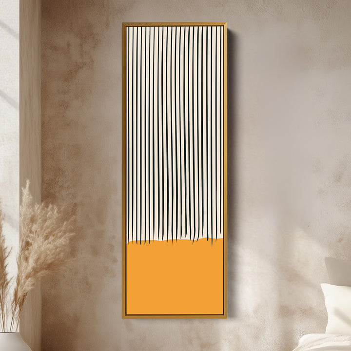 Minimalist Blue Horizon Vertical Framed Canvas Wall Art for Living Room or Office