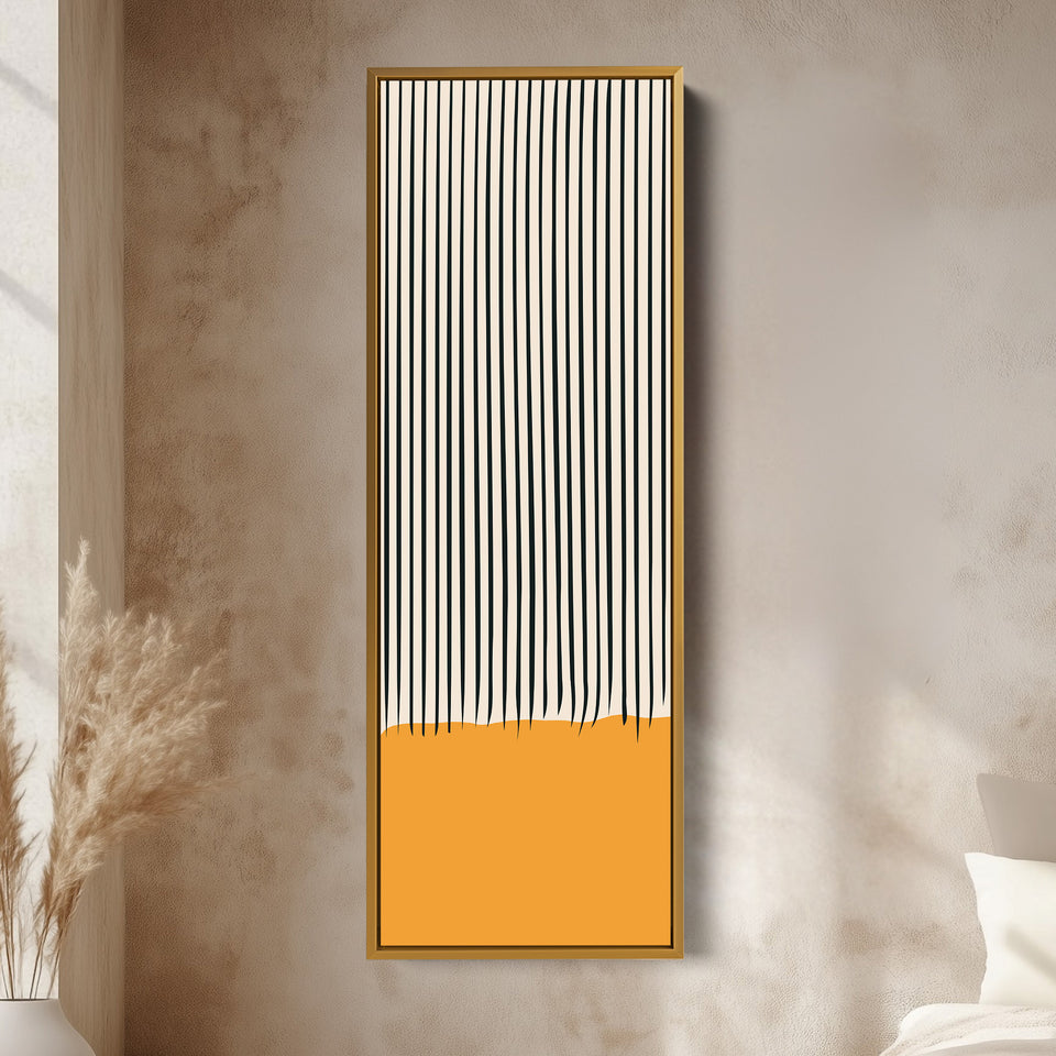 Minimalist Blue Horizon Vertical Framed Canvas Wall Art for Living Room or Office