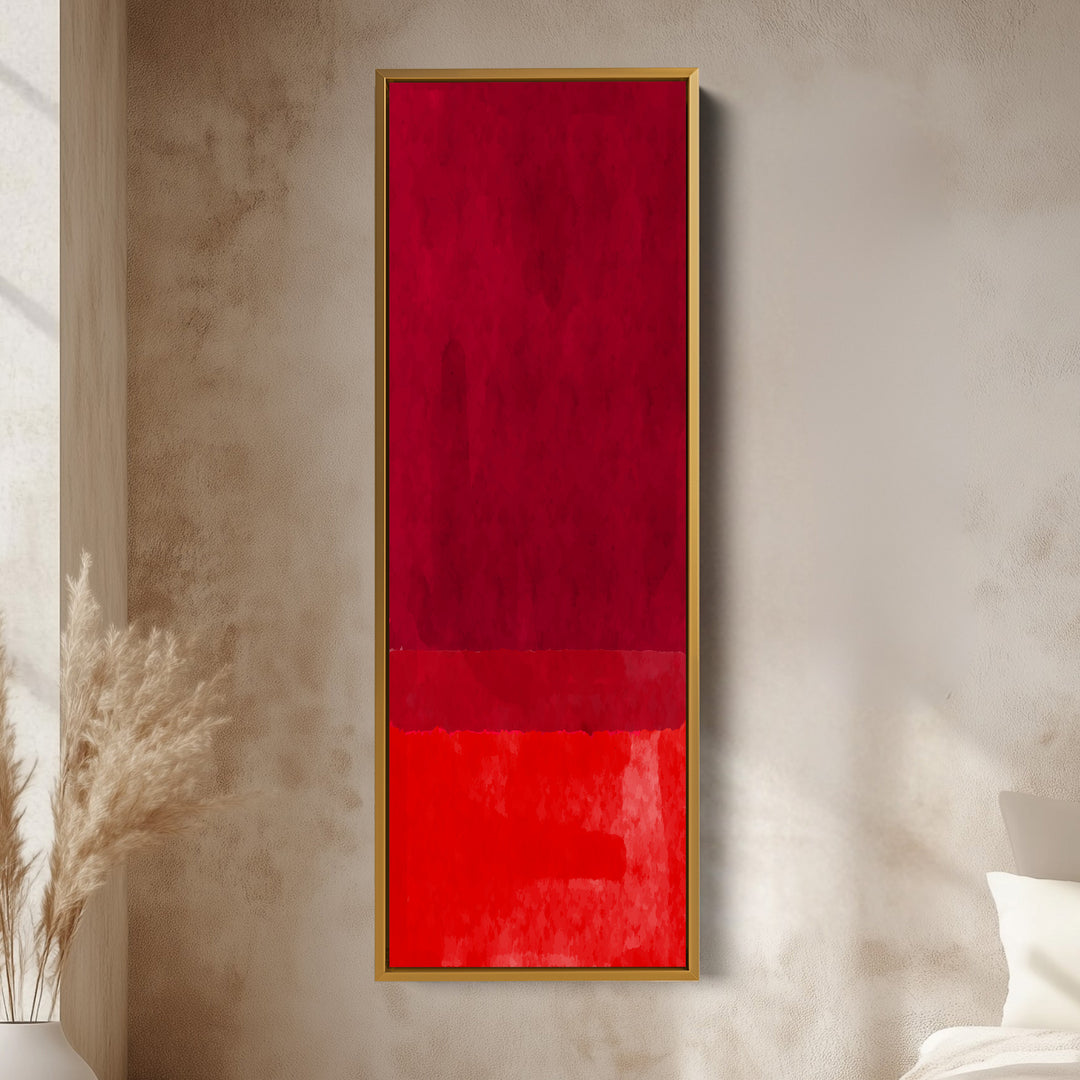 Toile murale encadrée verticale abstraite rouge profond pour chambre ou bureau