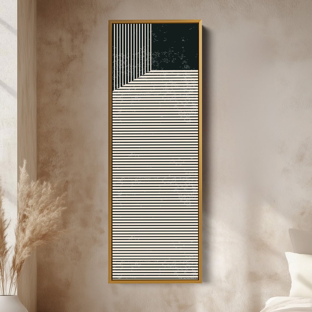 Toile encadrée verticale abstraite à rayures pour coin, décoration murale pour chambre ou bureau