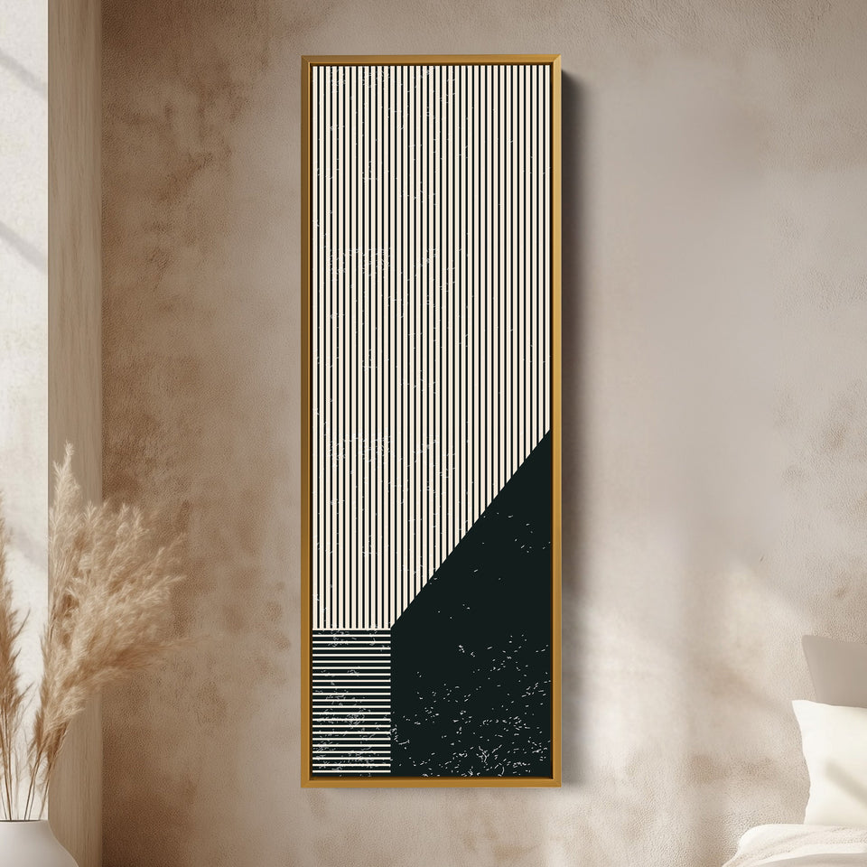 Bold Stripe Angles Vertical Framed Canvas Wall Art for Living Room or Hallway
