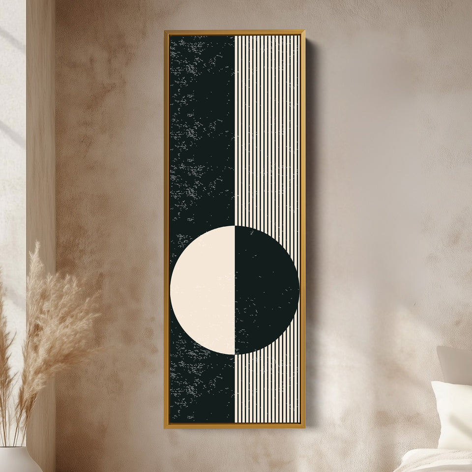 Chevron Sun Abstract Vertical Framed Canvas Wall Art for Hallway or Bedroom