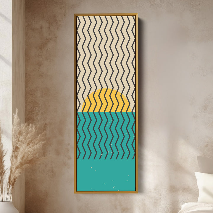 Minimalist Circle Geometry Vertical Framed Canvas Wall Art for Bedroom or Studio