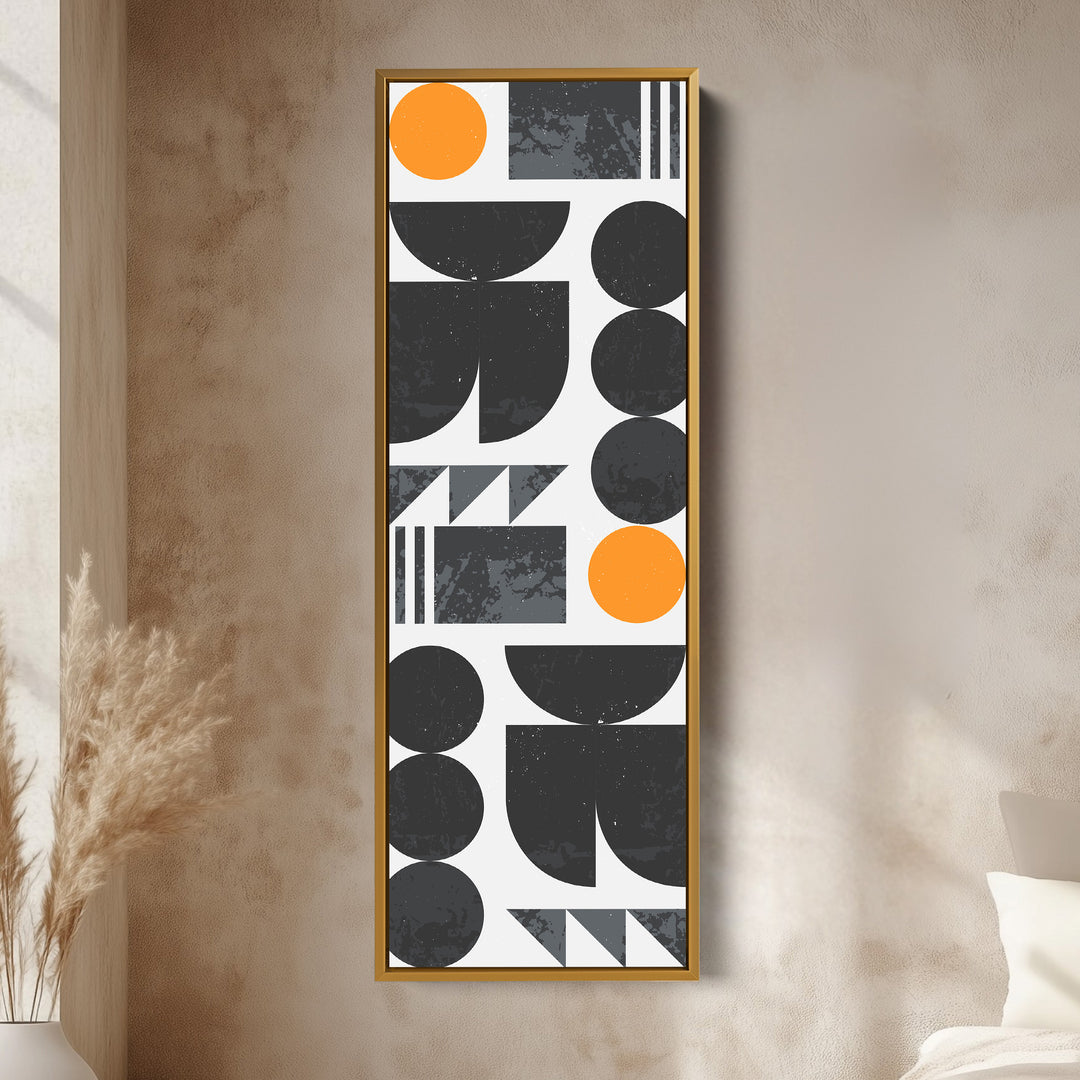 Abstract Half Moon Pattern Vertical Framed Canvas Wall Art for Bedroom or Office
