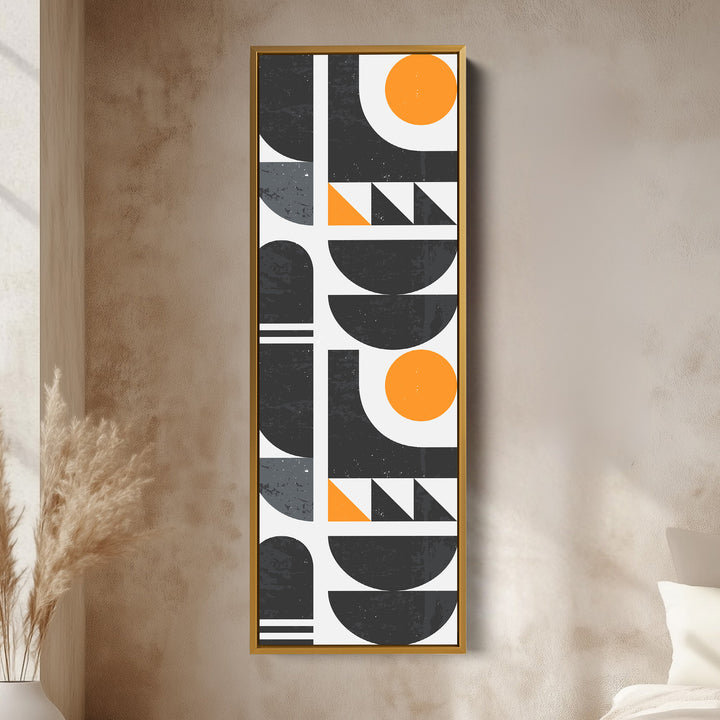 Modern Geometric Sun Vertical Framed Canvas Wall Art for Office or Studio