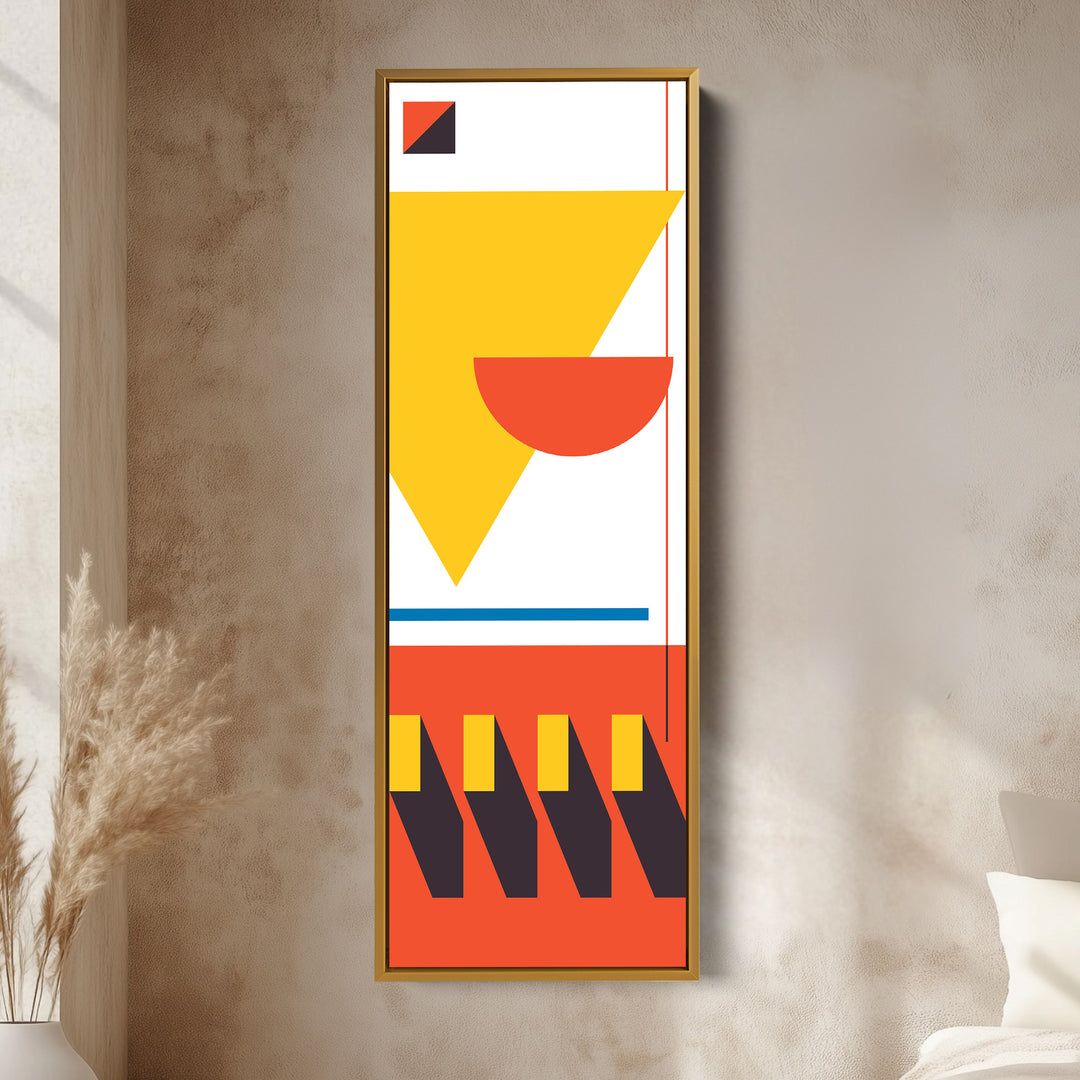 Art mural sur toile encadrée verticale inspirée du Bauhaus pour salon ou chambre à coucher