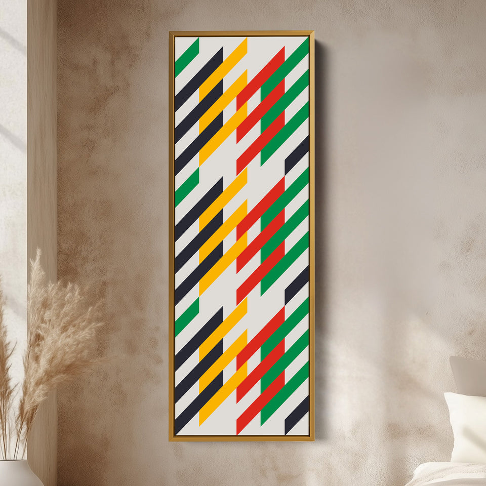 Modern Color Stripe Vertical Framed Canvas Wall Art for Living Room or Office