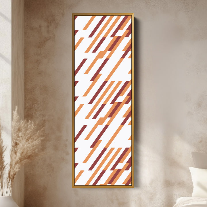 Toile encadrée à rayures verticales tons terre pour salon ou bureau