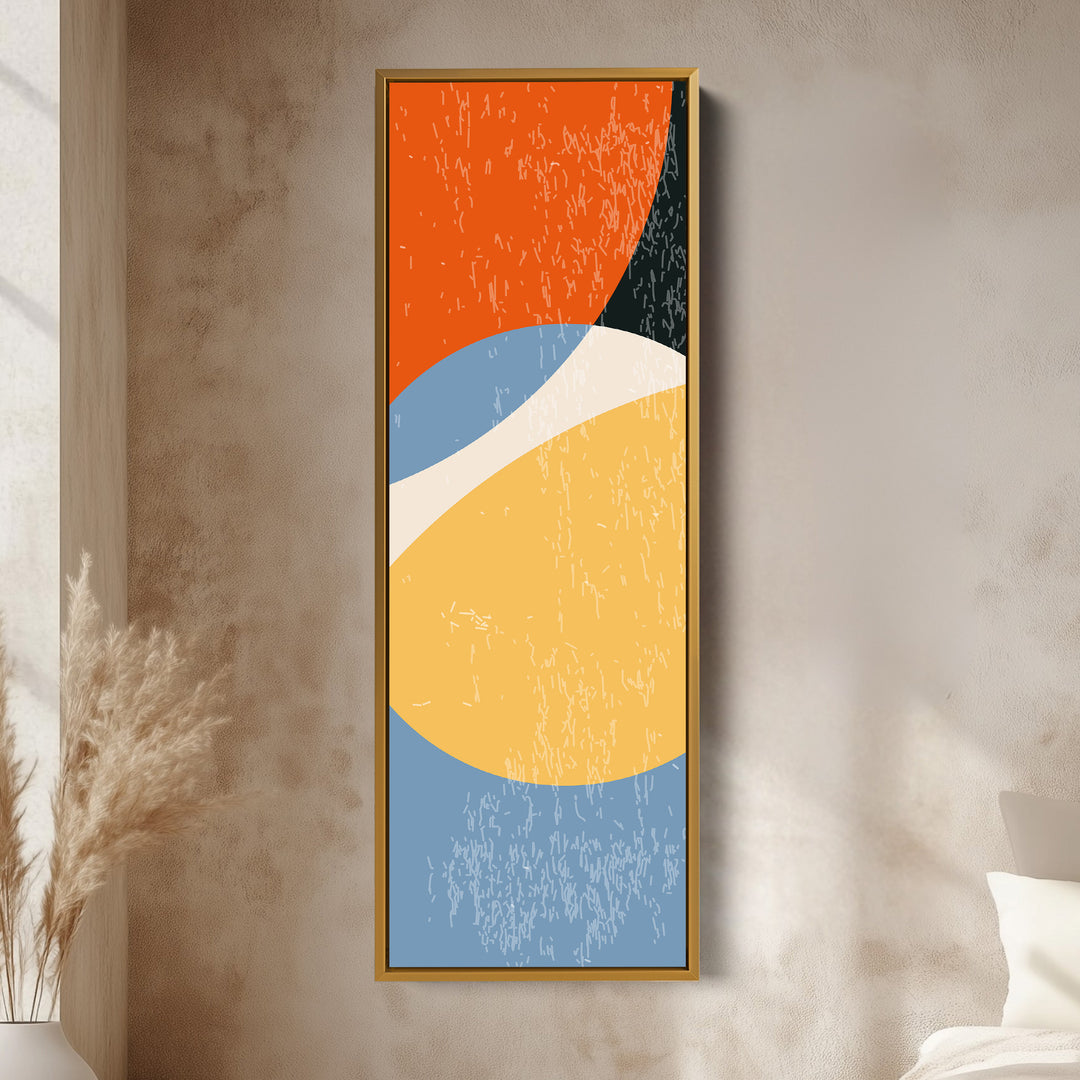 Modern Retro Curves Vertical Framed Canvas Wall Art for Living Room or Studio