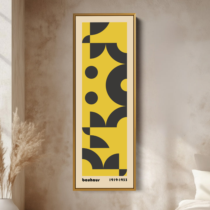 Blue and Beige Bauhaus Vertical Framed Canvas Wall Art for Bedroom or Office