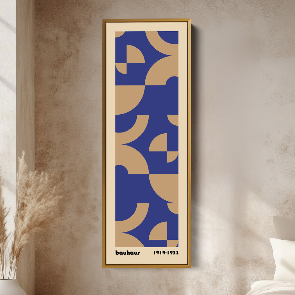 Red and Black Bauhaus Geometry Vertical Framed Canvas Wall Art for Living Room or Hallway