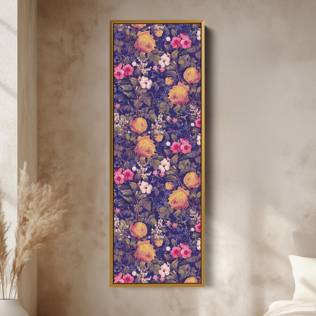 Vertical Wall Art Yellow Roses Botanical Canvas For Living Room