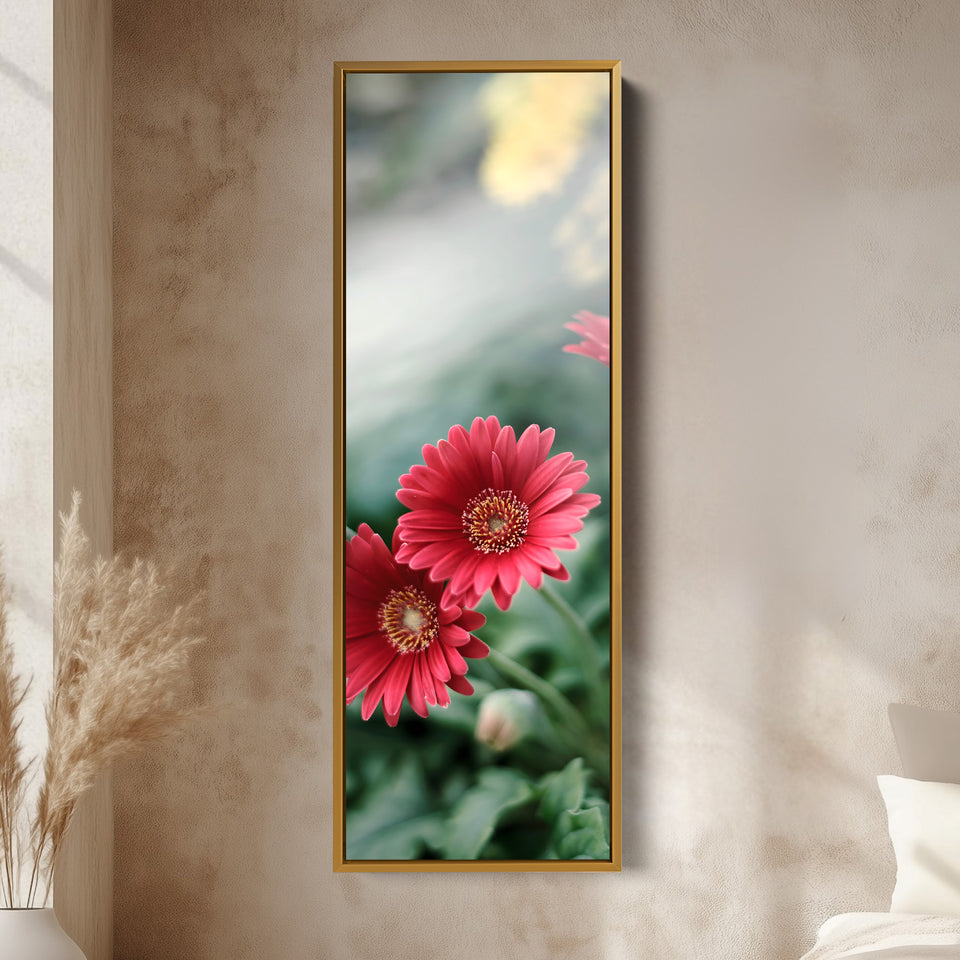 Vertical Wall Art Red Flowers Narrow Wall Art For Bedroom