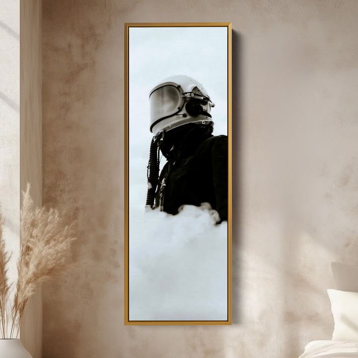 Vertical Wall Art Futuristic Helmet Tall Canvas For Hallway