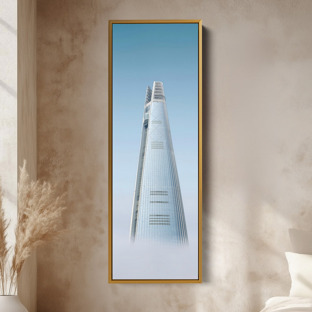 Narrow Wall Art Modern City Tower Vertical Framed Canvas For Office