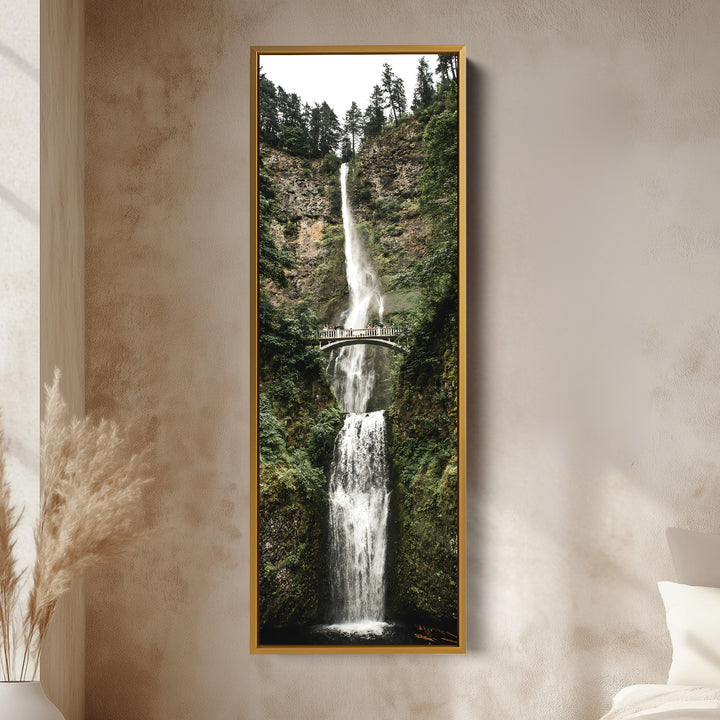 Tall Canvas Wall Art Waterfall Bridge Narrow Wall Art For Living Room
