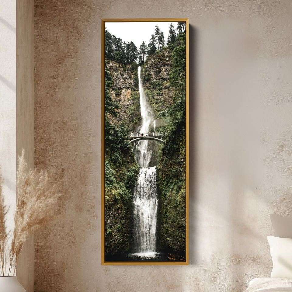 Tall Canvas Wall Art Waterfall Bridge Narrow Wall Art For Living Room