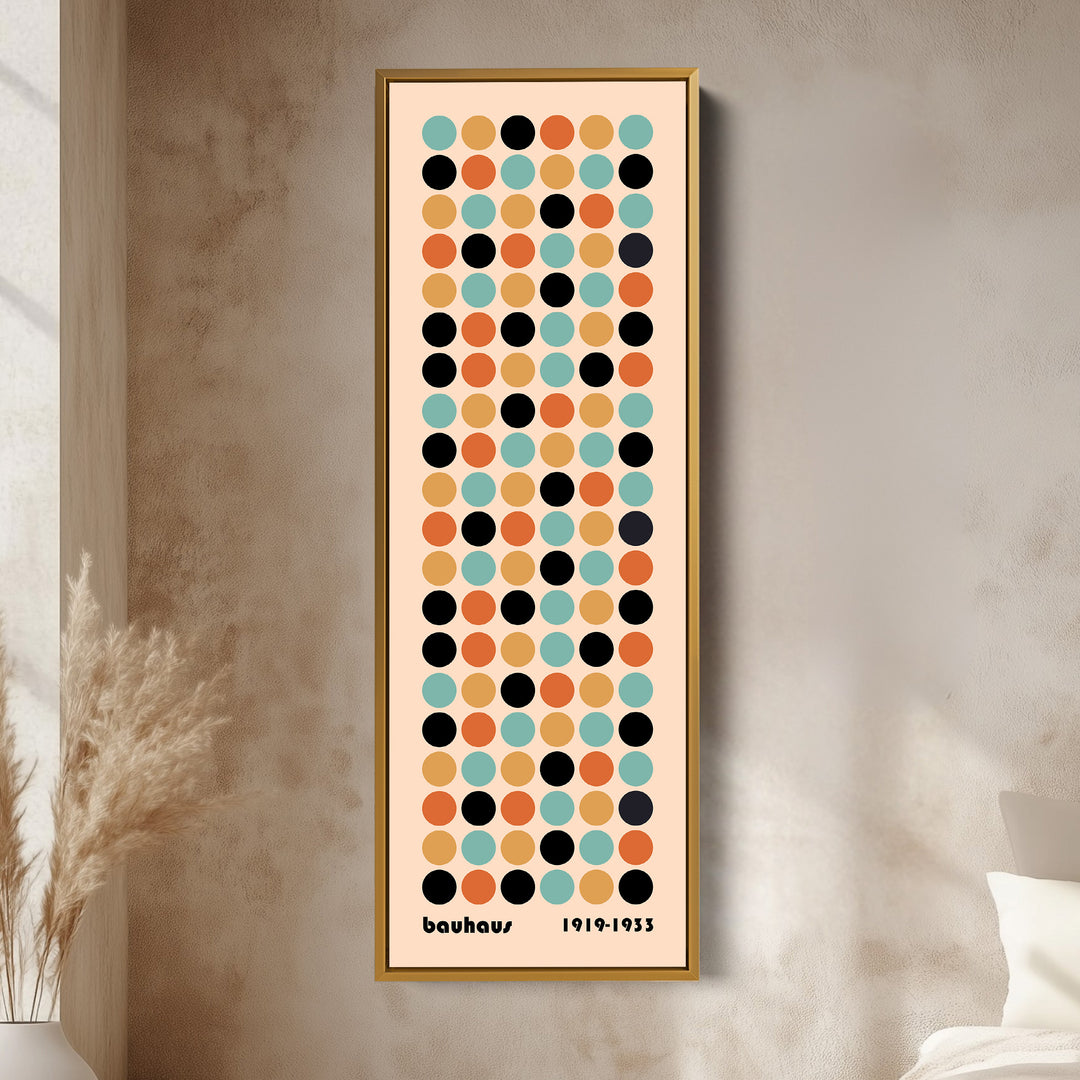 Vertical Framed Canvas Geometric Bauhaus Tall Wall Art For Office
