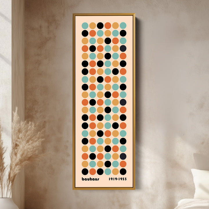 Vertical Framed Canvas Geometric Bauhaus Tall Wall Art For Office