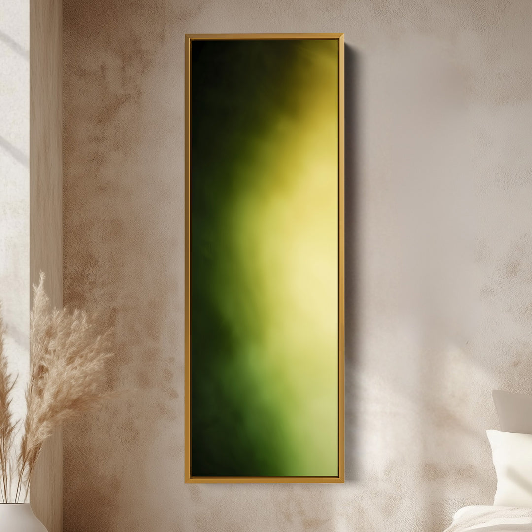 Thin Wall Art Green Yellow Gradient Vertical Canvas For Hallway