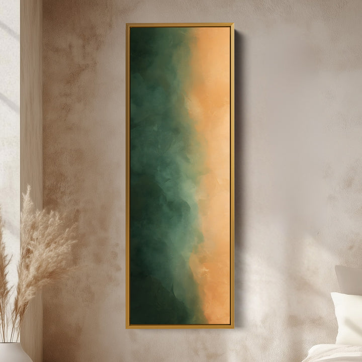 Skinny Wall Art Green Orange Tall Canvas Wall Art For Hallway