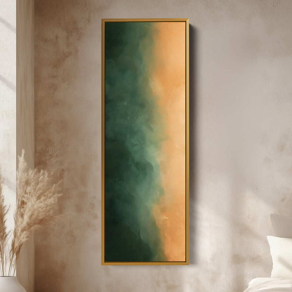 Skinny Wall Art Green Orange Tall Canvas Wall Art For Hallway