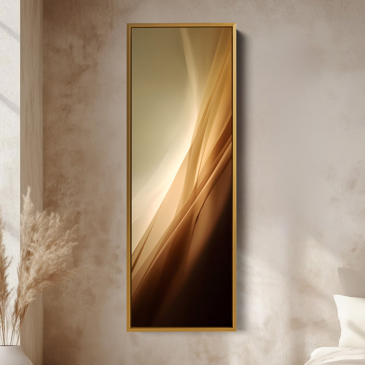 Tall Canvas Wall Art Beige Gold Vertical Framed Canvas For Bedroom