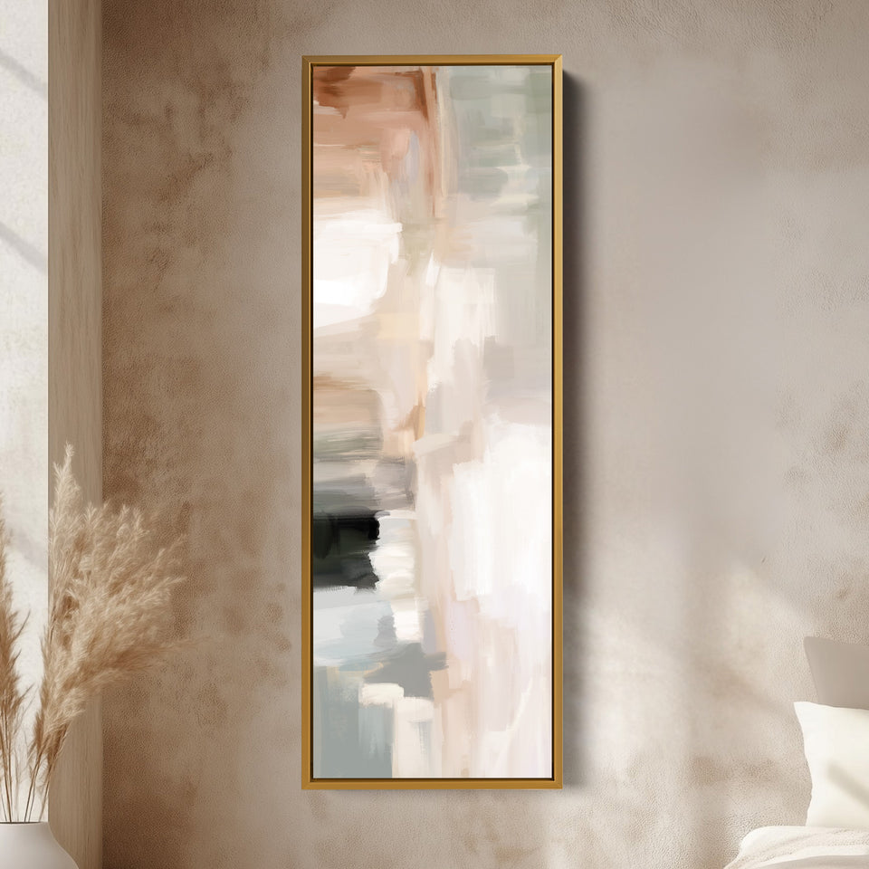 Vertical Wall Art Neutral Beige Narrow Wall Art For Living Room