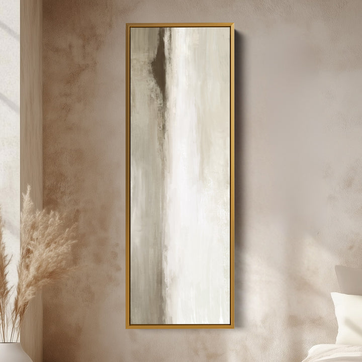 Thin Wall Art Beige Long Vertical Canvas For Hallway