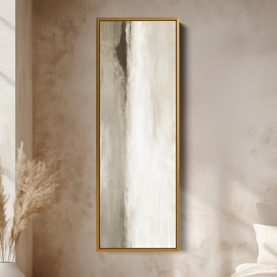 Thin Wall Art Beige Long Vertical Canvas For Hallway