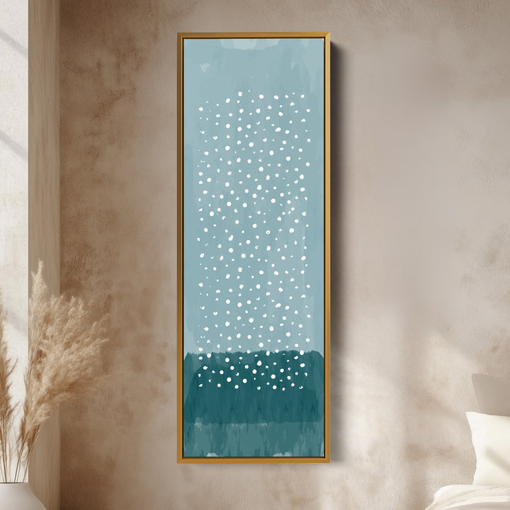 Vertical Framed Canvas Blue Dots Tall Canvas Wall Art For Bedroom