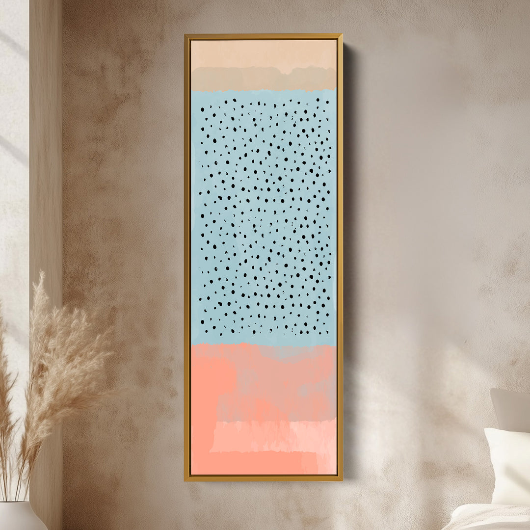 Thin Wall Art Blue Black Dots Narrow Wall Art For Kitchen